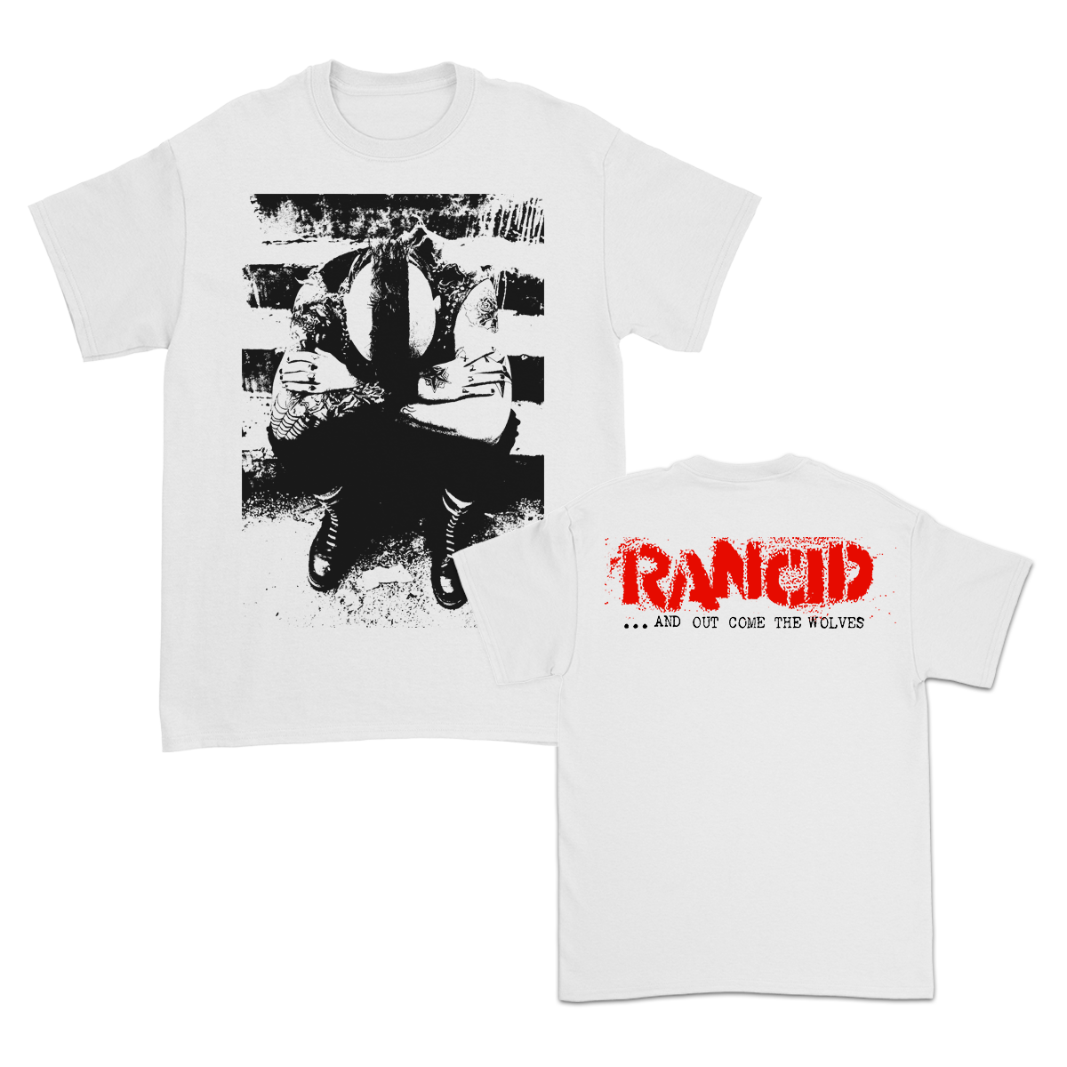 And Out Come The Wolves Boxed T-Shirt (White) – Rancid Store US