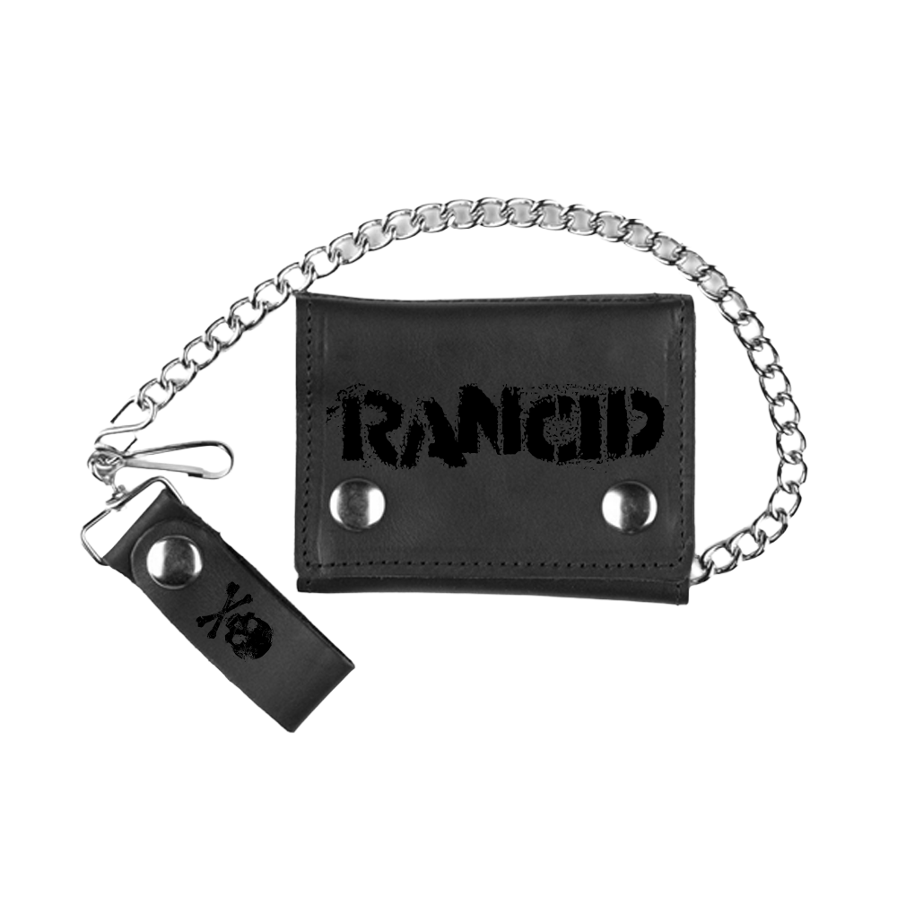 Stencil Logo Leather Chain Wallet (Black)