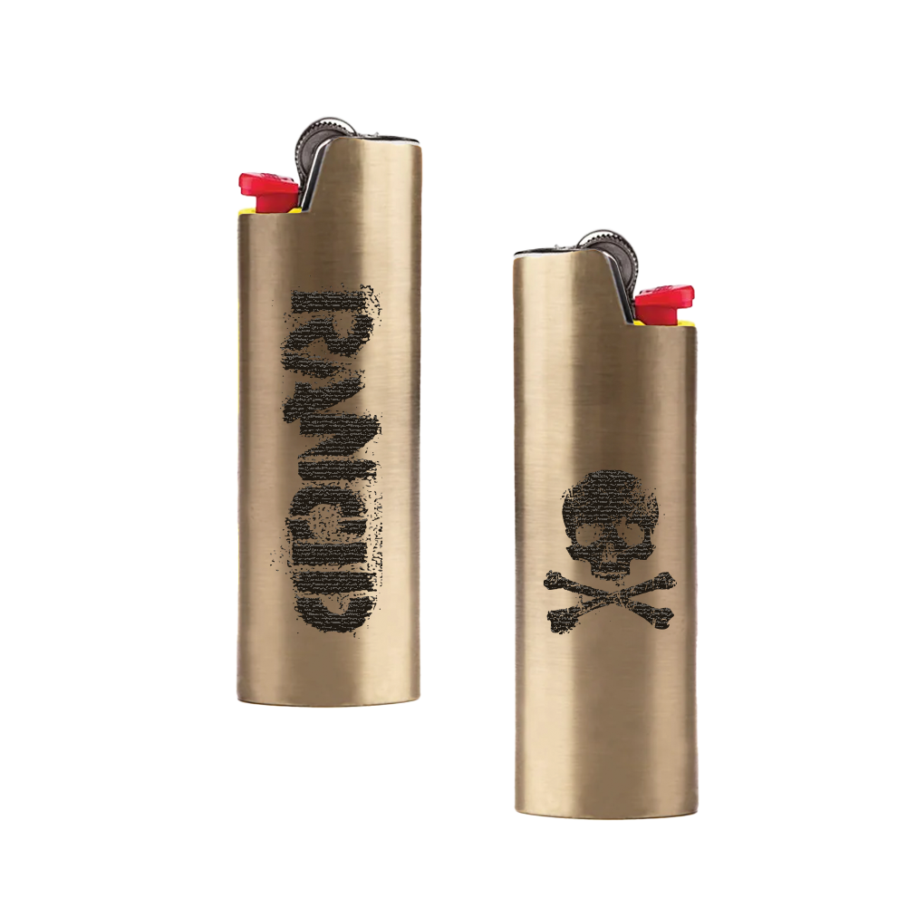 Engraved Brass D-Skull Logo Lighter Cover