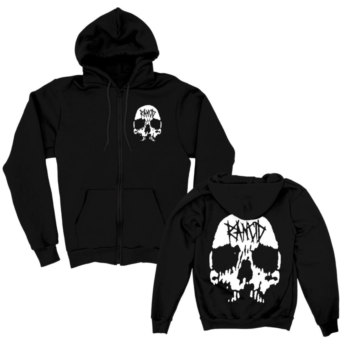 Skull Zip-Up Hoodie (Black)